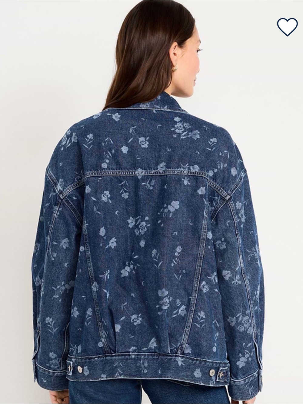 Denim Floral Oversized Jacket - Blue - Picture 3 of 5